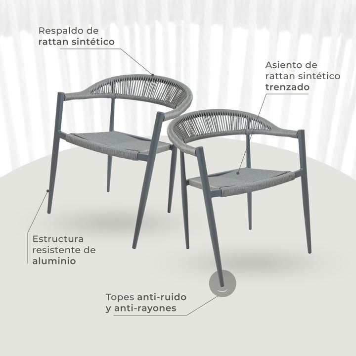 Silla de Exterior Malaki Gris