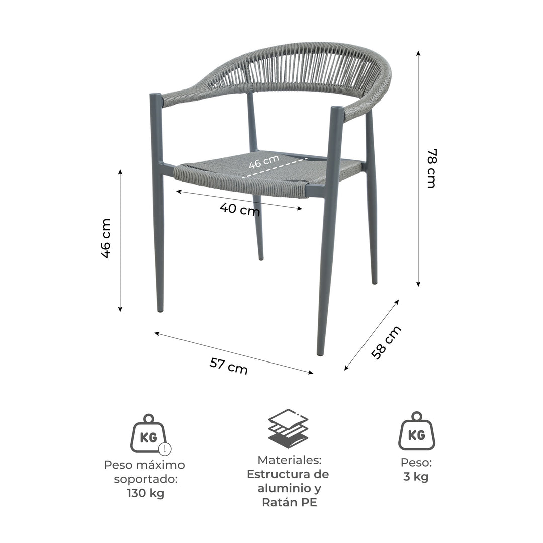 Silla de Exterior Malaki Gris