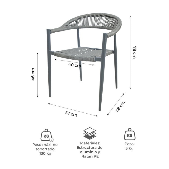 Silla de Exterior Malaki Gris