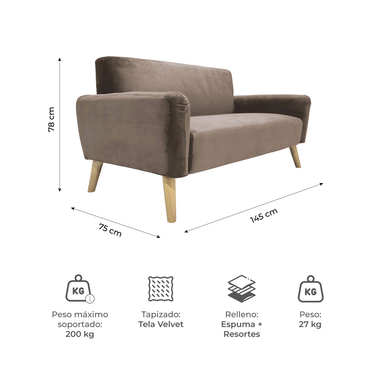 Sillón 2 Cuerpos Nemi Marrón