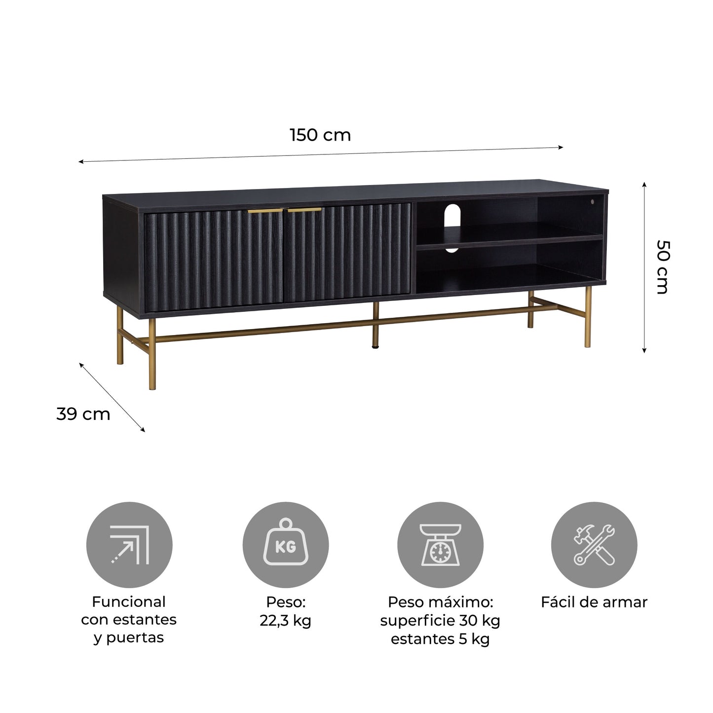 Rack de TV Queens Negro