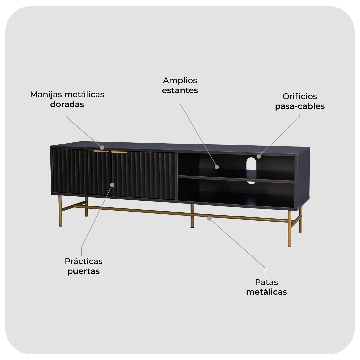 Rack de TV Queens Negro