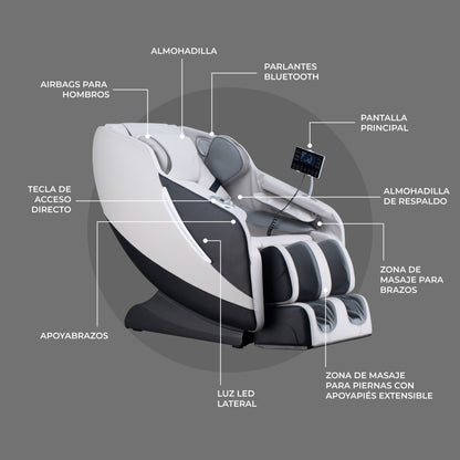 Sillón Masajeador Reclinable Zero Gravity Blanco