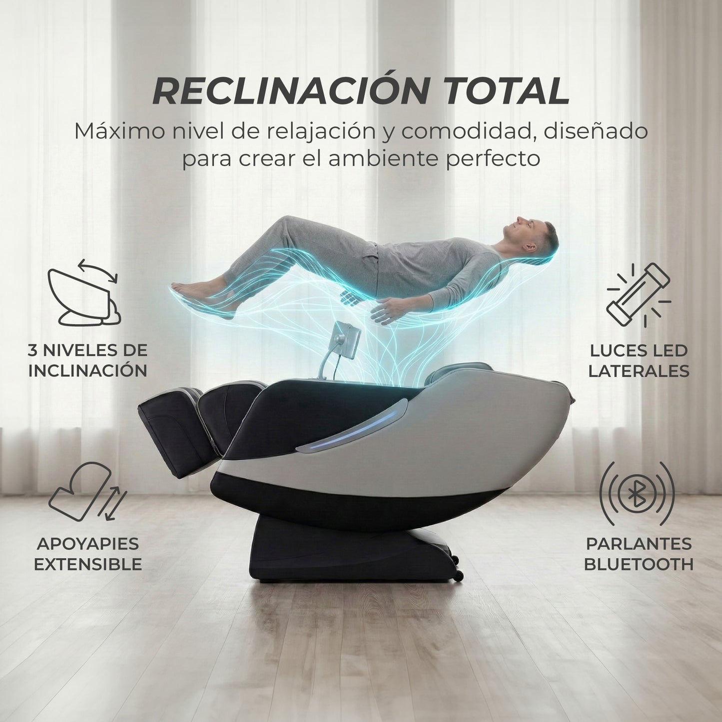 Sillón Masajeador Reclinable Zero Gravity Blanco