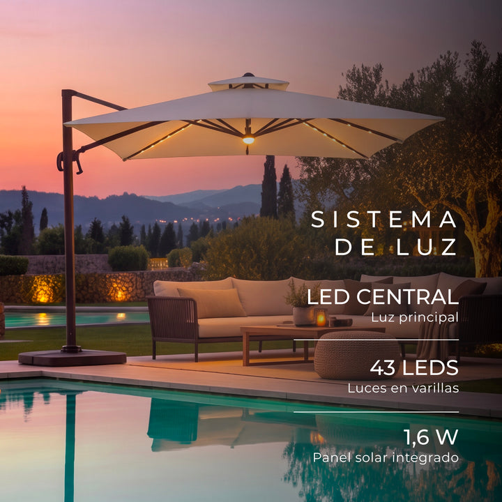 Sombrilla Lateral con Luces Riviera