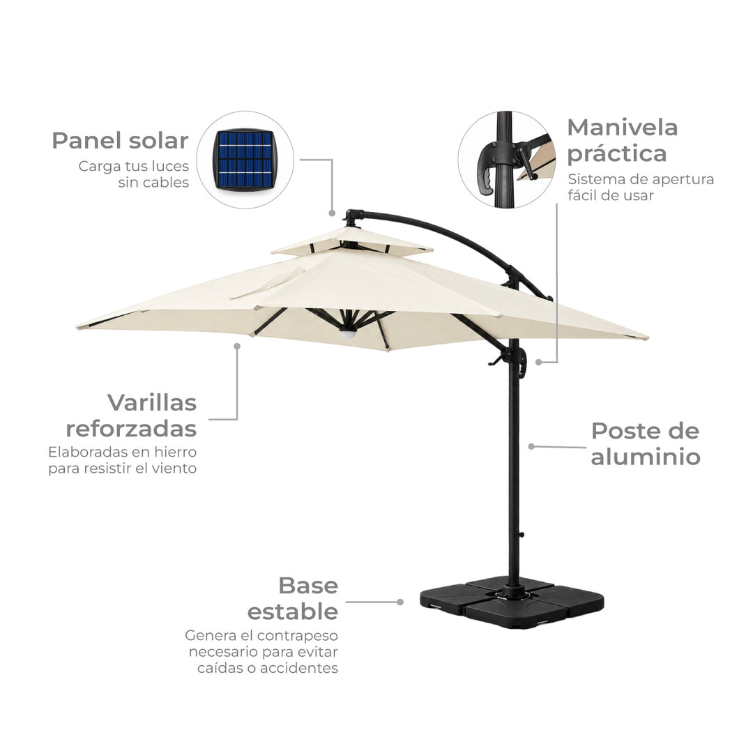 Sombrilla Lateral con Luces Riviera