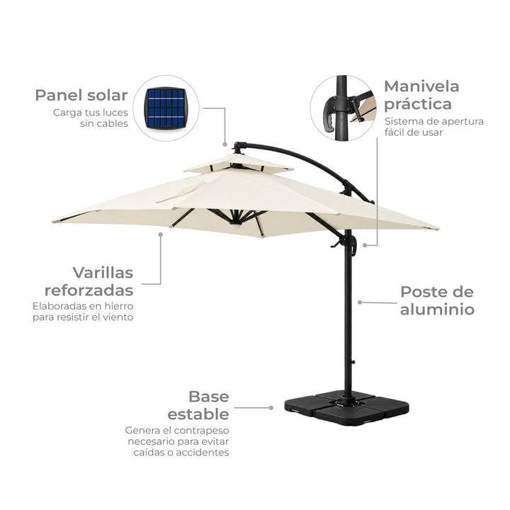 Sombrilla Lateral con Luces Riviera