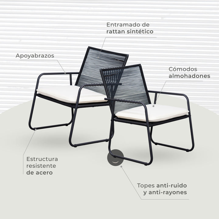 Set Exterior de Sillón Sillas y Mesa Ruko