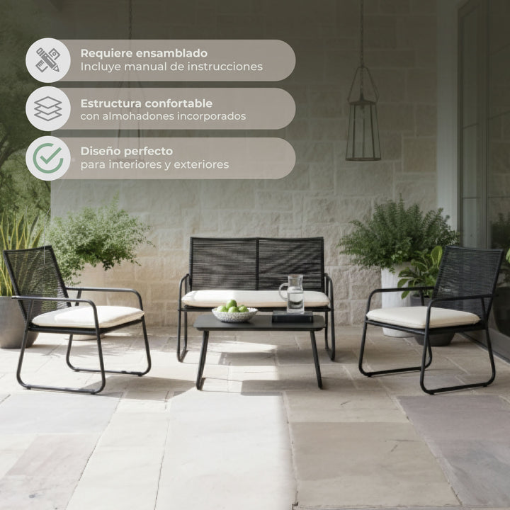 Set Exterior de Sillón Sillas y Mesa Ruko