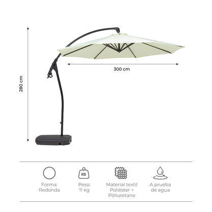 Sombrilla Lateral Con Base Beige