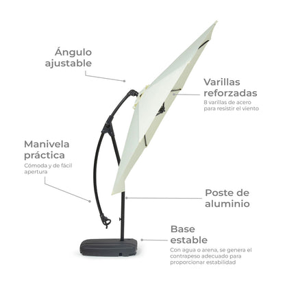 Sombrilla Lateral Con Base Beige