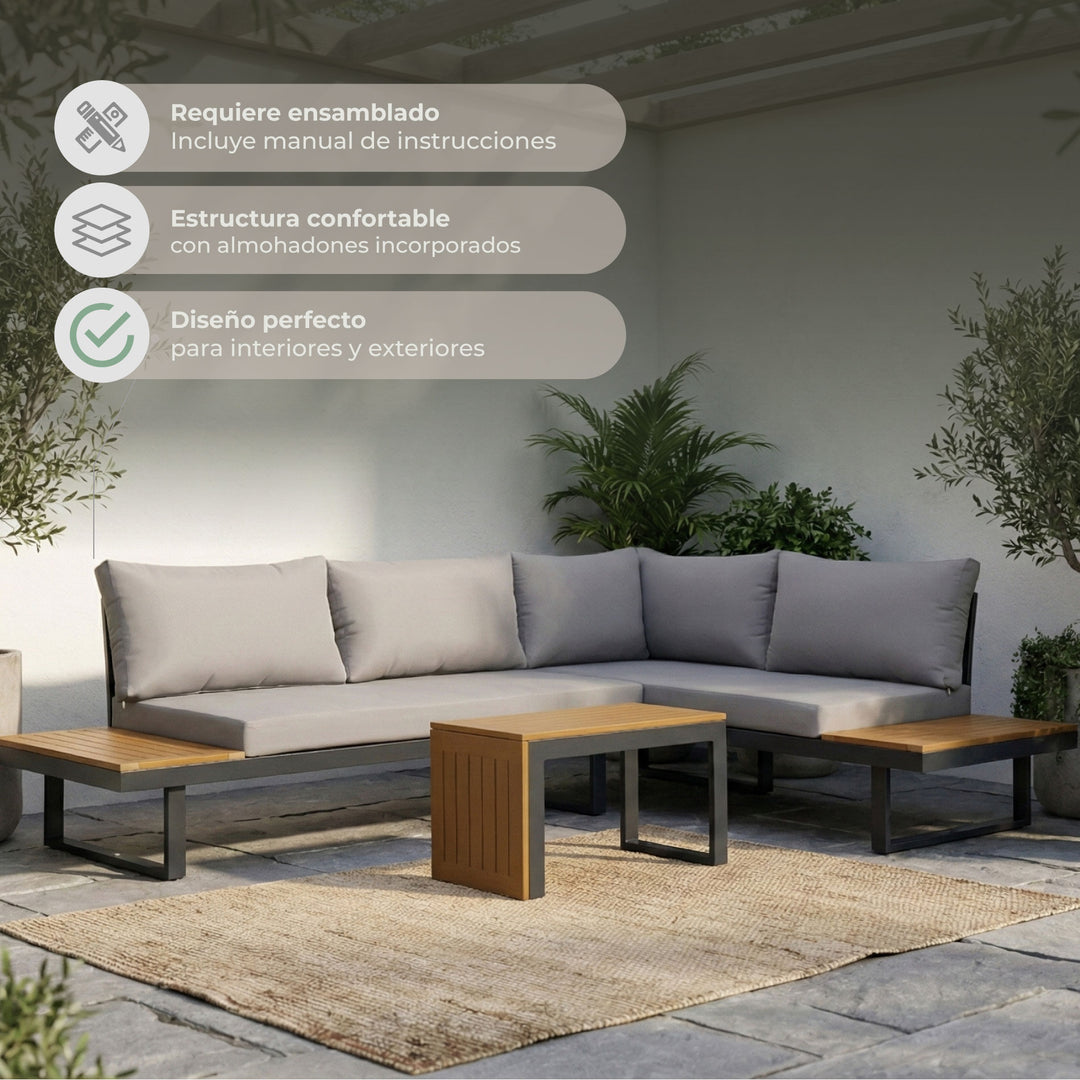 Set Exterior de Sillón en L + Mesa Saigon