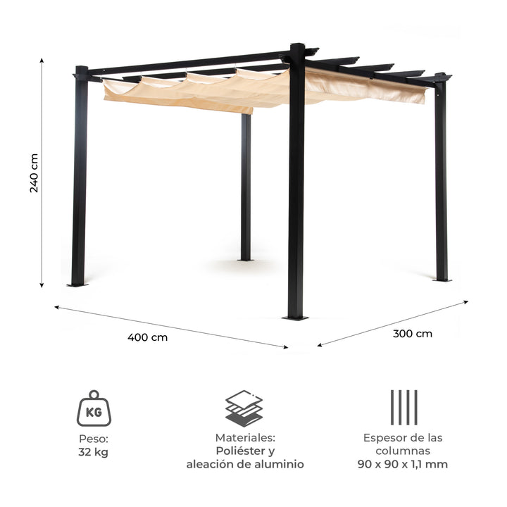 Pérgola Retráctil Shelter XL 4x3 m