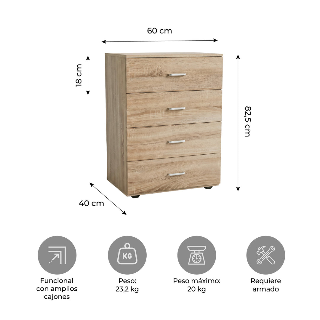 Cómoda Kasuga Estilo Roble
