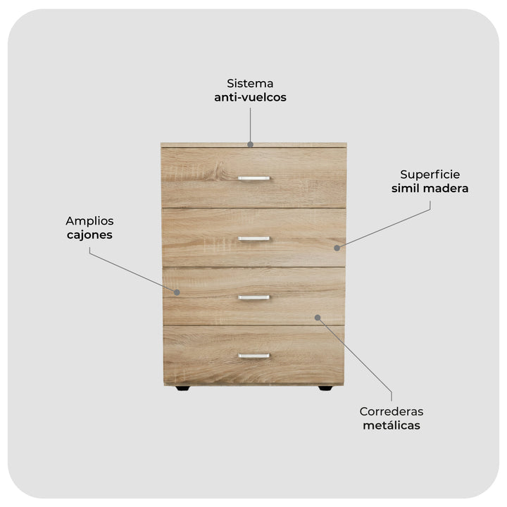 Cómoda Kasuga Estilo Roble