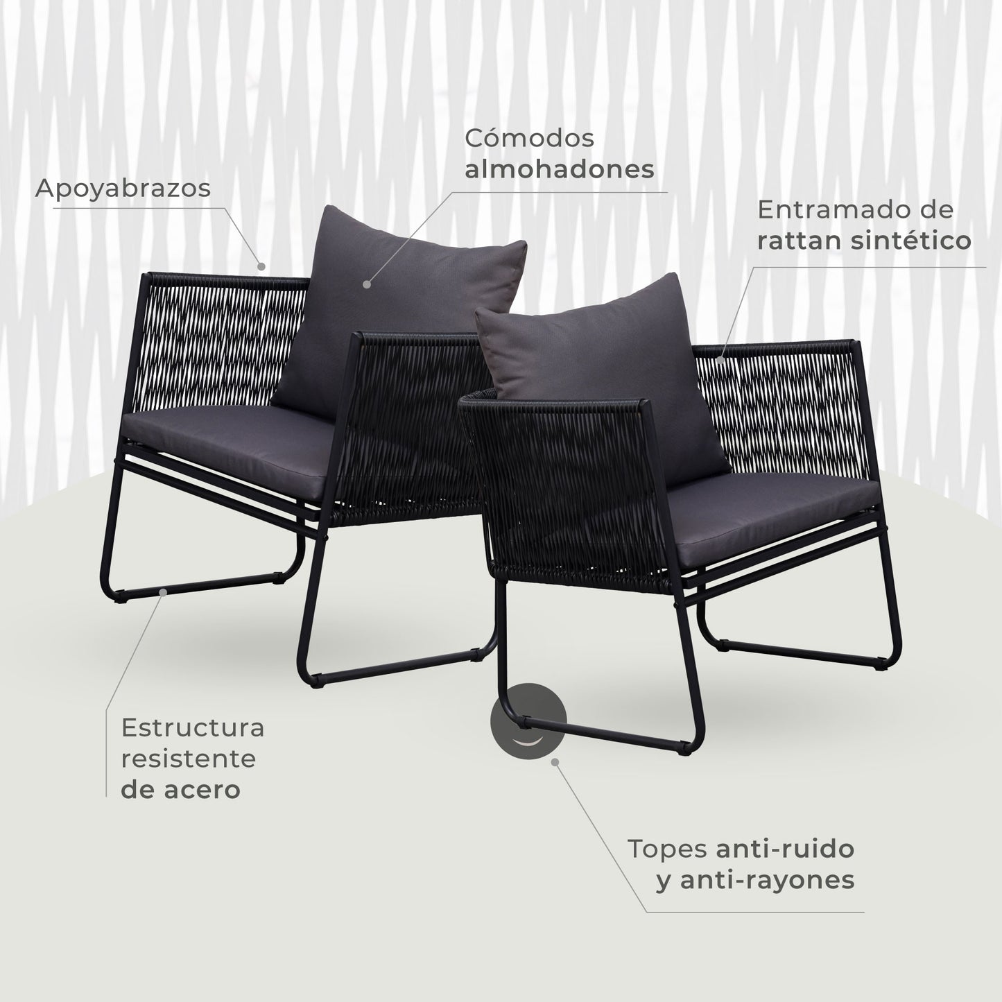 Set Exterior de Sillas y Mesa Kiri