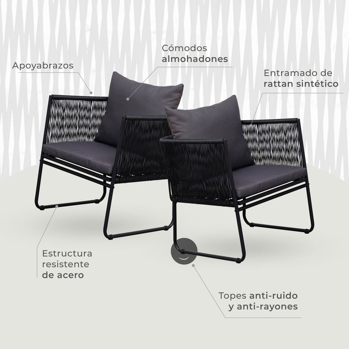 Set Exterior de Sillas y Mesa Kiri