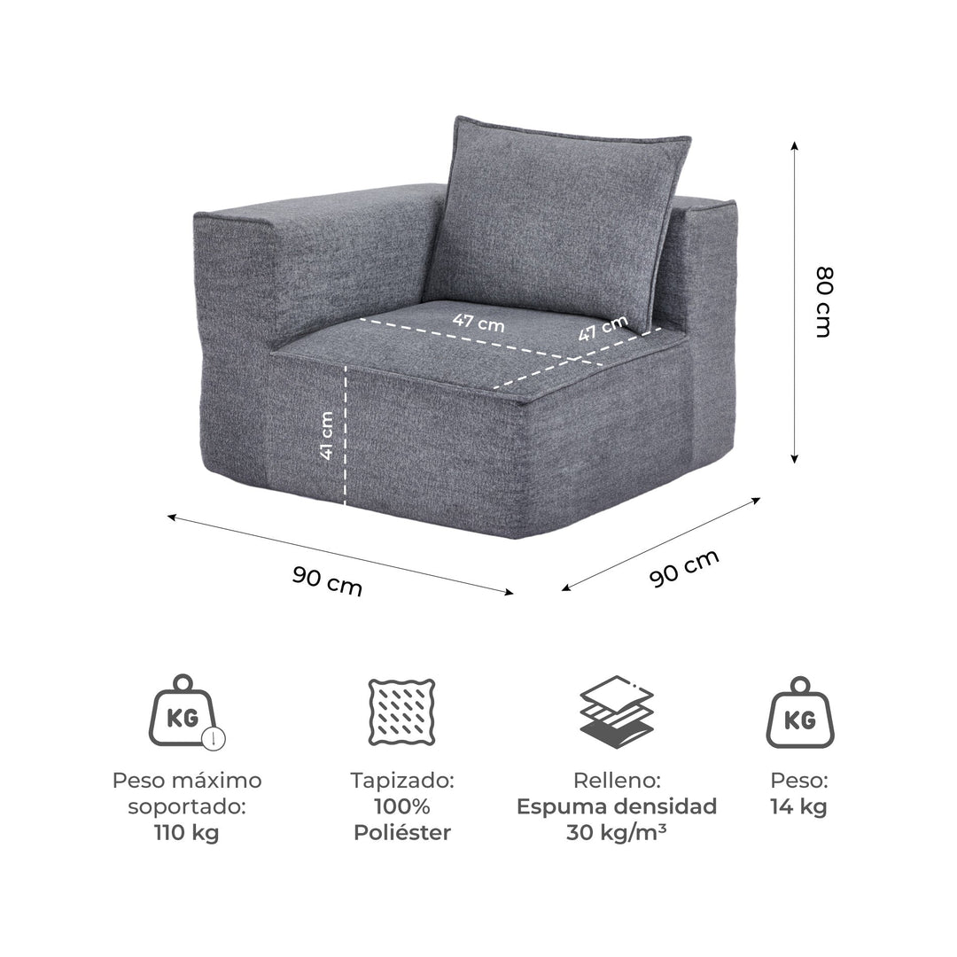 Módulo Esquinero Sillón Comprimido Kora