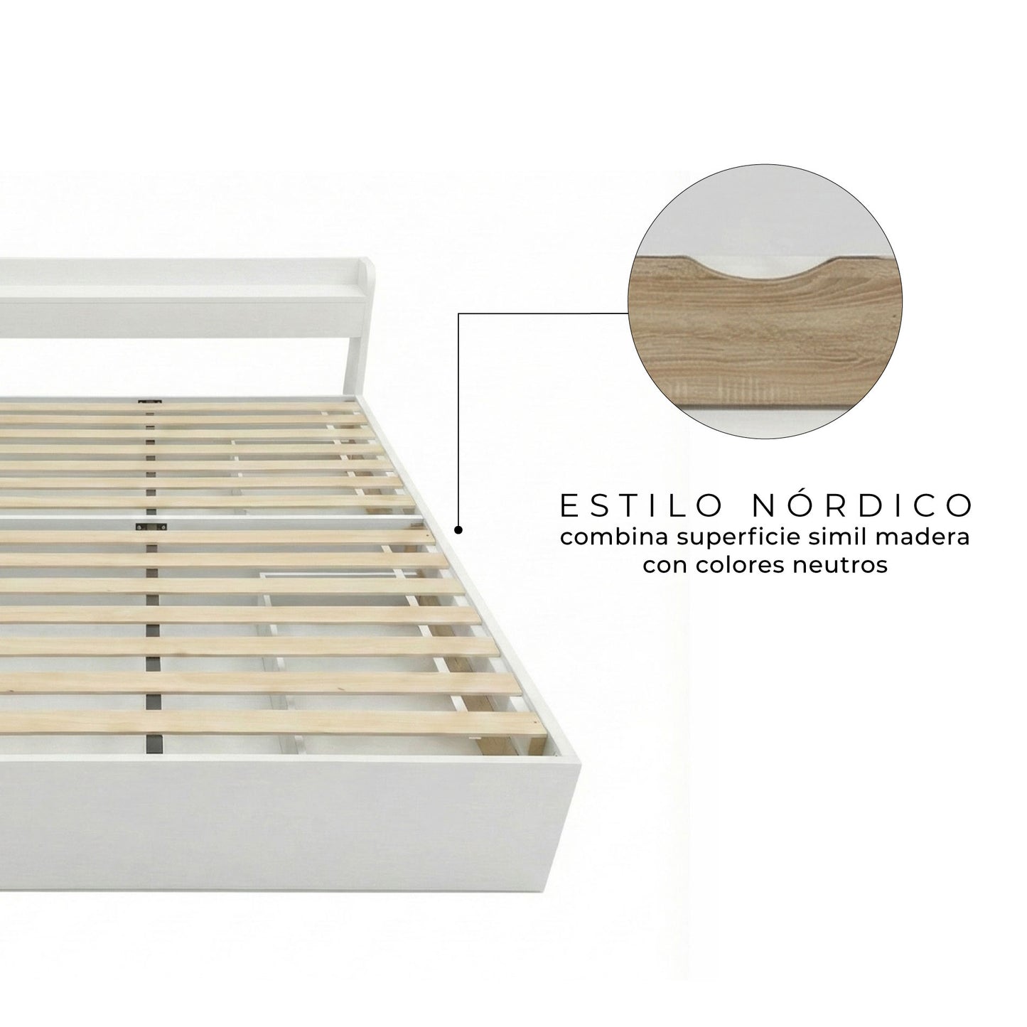 Cama de 2 Plazas Nórdica Con Cajones