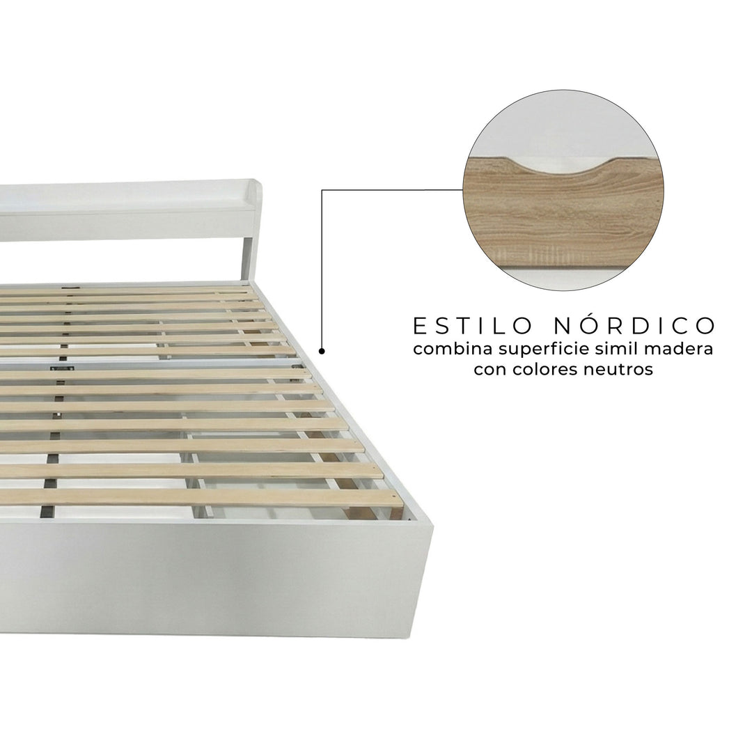 Cama Queen Nórdica con Cajones