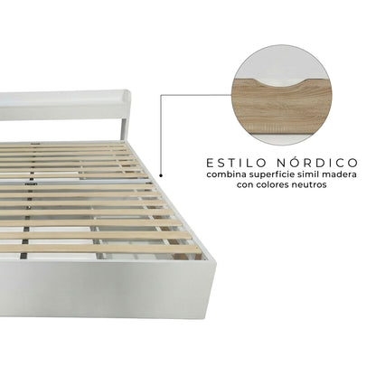 Cama Queen Nórdica con Cajones