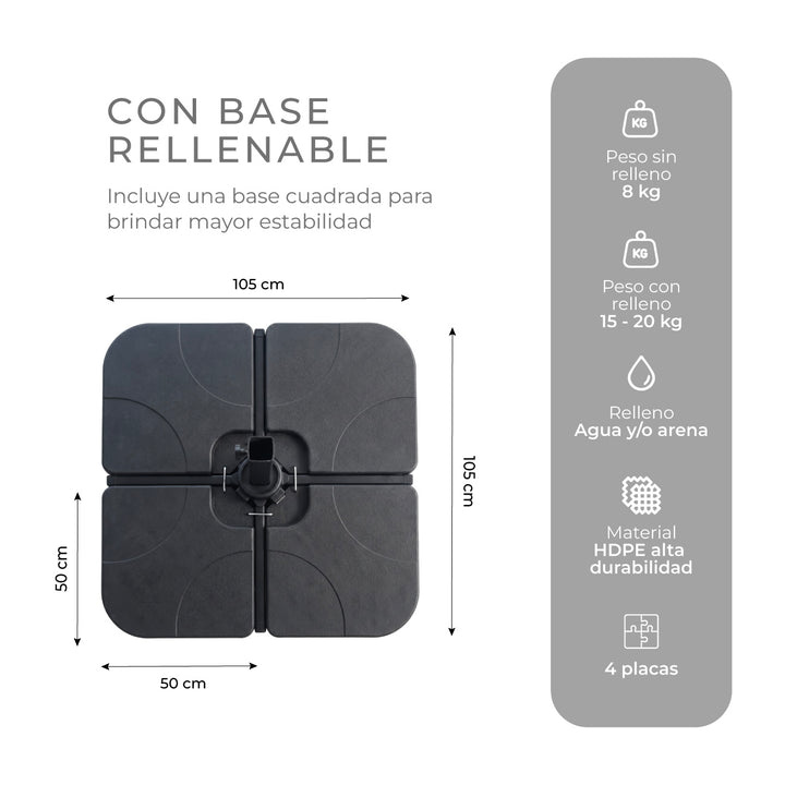 Sombrilla Lateral con Base Solaris Gris