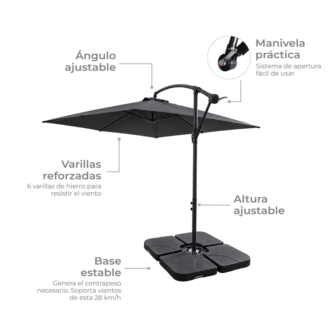 Sombrilla Lateral con Base Solaris Gris