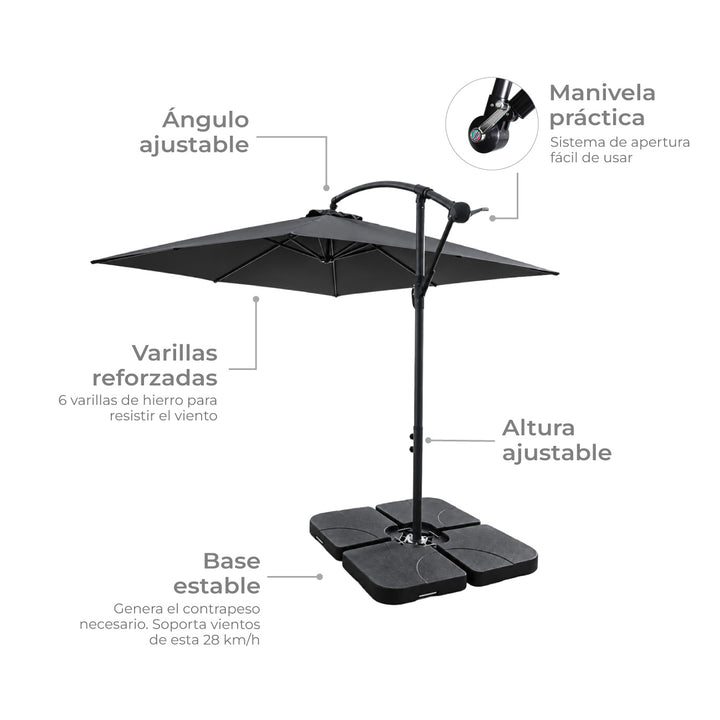 Sombrilla Lateral con Base Solaris Gris
