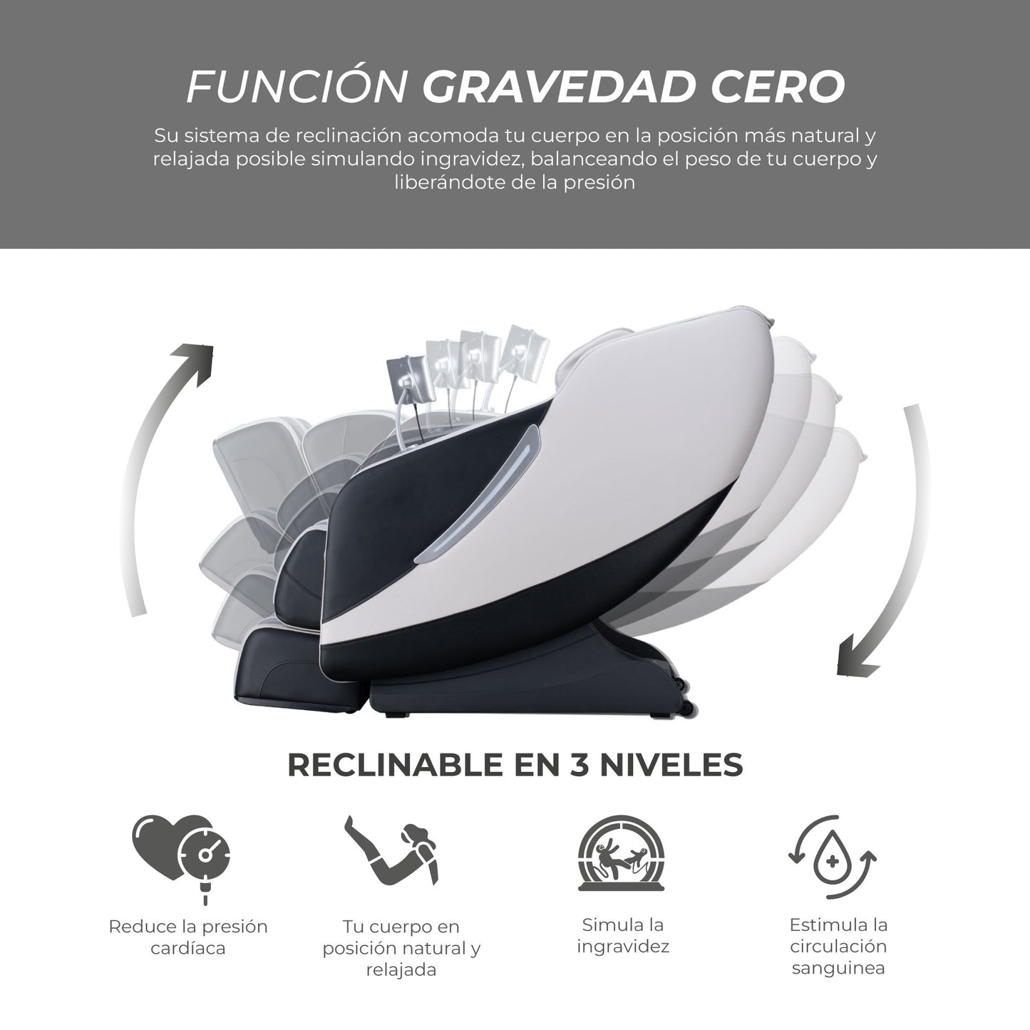 Sillón Masajeador Reclinable Zero Gravity Blanco