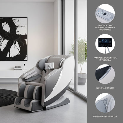 Sillón Masajeador Reclinable Zero Gravity Blanco