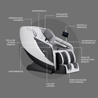 Sillón Masajeador Reclinable Zero Gravity Blanco