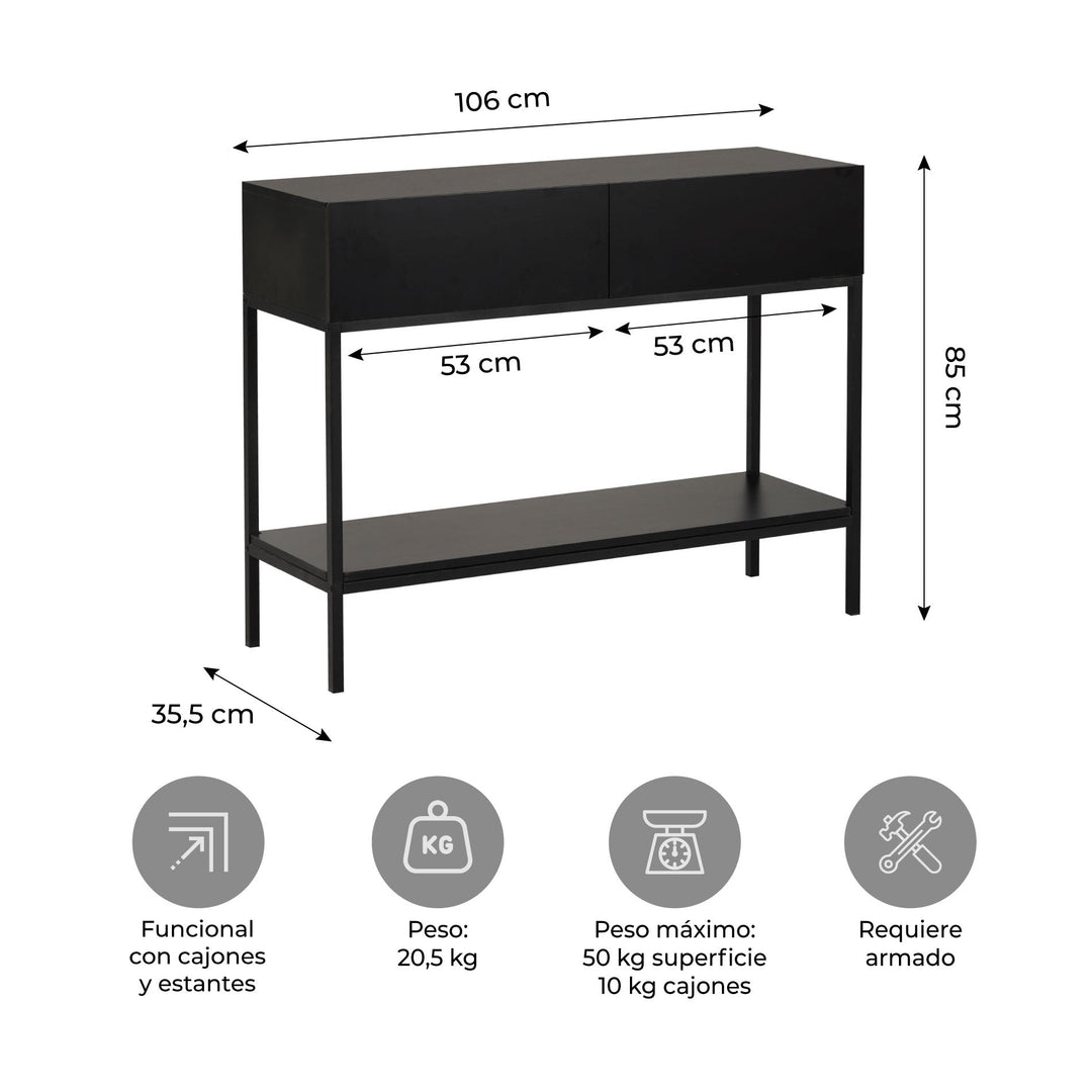 Mesa Recibidora Edge Negro