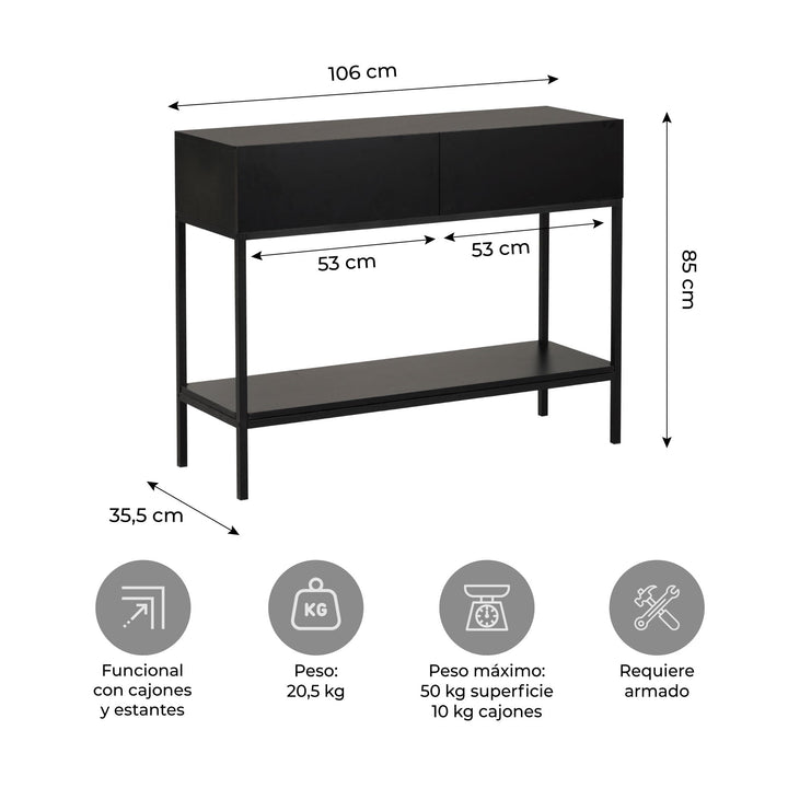 Mesa Recibidora Edge Negro