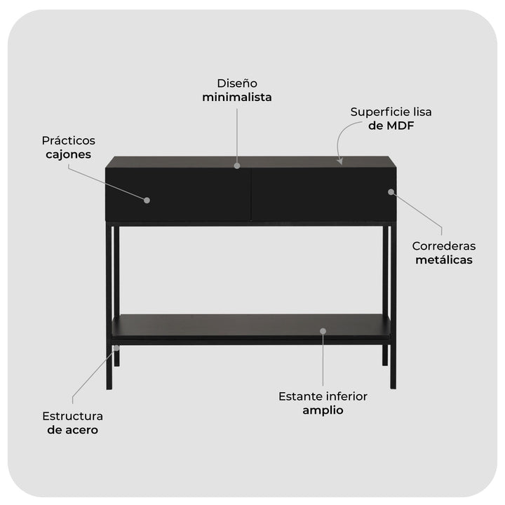 Mesa Recibidora Edge Negro