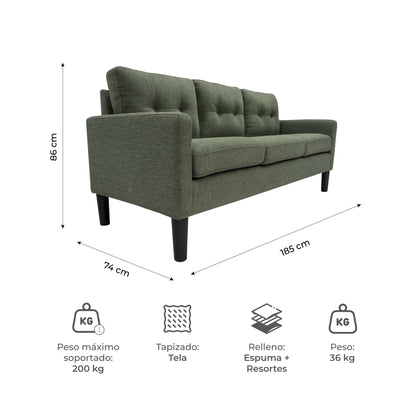 Sillón 3 Cuerpos Sutri Verde