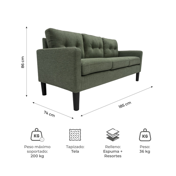 Sillón 3 Cuerpos Sutri Verde