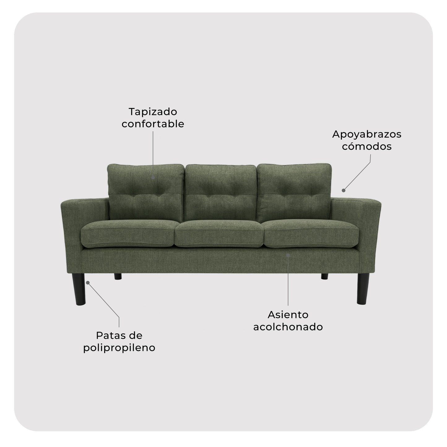 Sillón 3 Cuerpos Sutri Verde