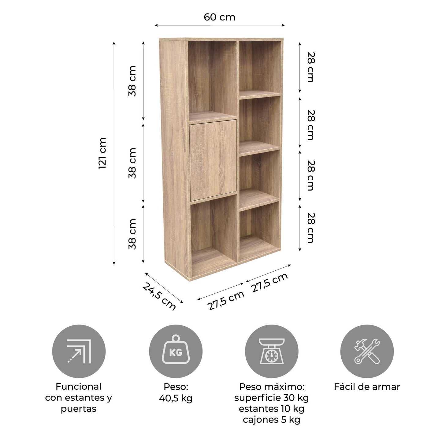 Biblioteca Estilo Madera Roble Tokio