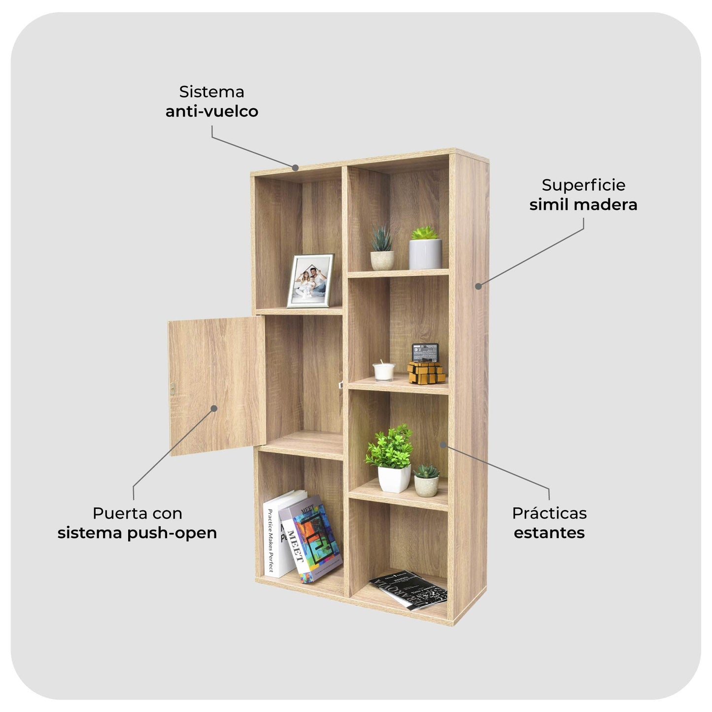 Biblioteca Estilo Madera Roble Tokio