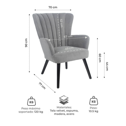 Sillón Individual Azalia Gris