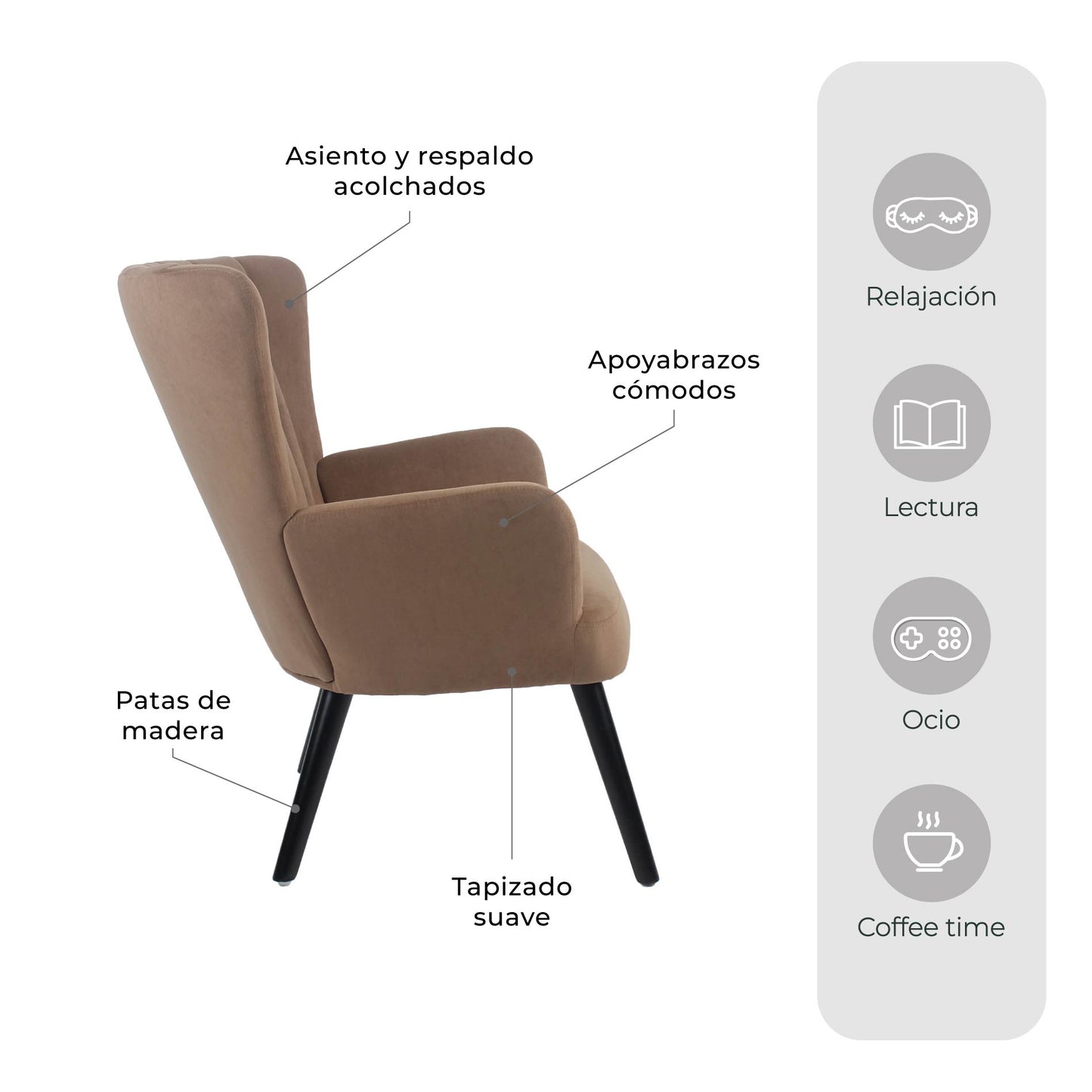 Sillón Individual Azalia Café