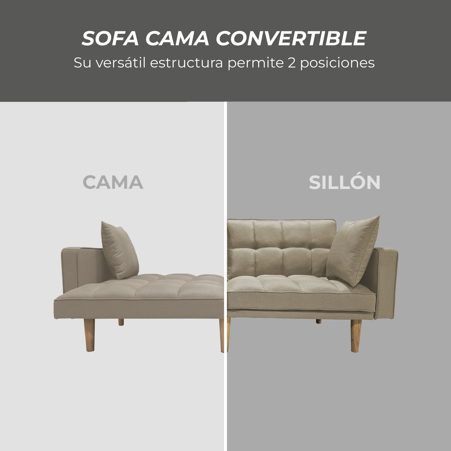Sofá Cama 2 Cuerpos Fiano Beige
