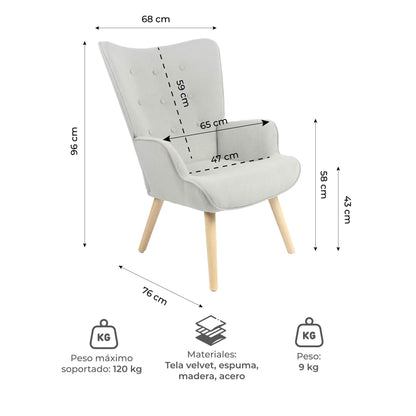 Sillón Individual Tarina Gris