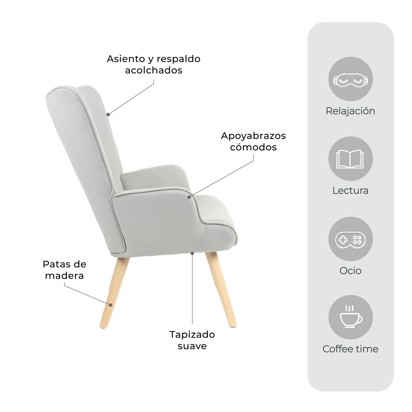 Sillón Individual Tarina Gris