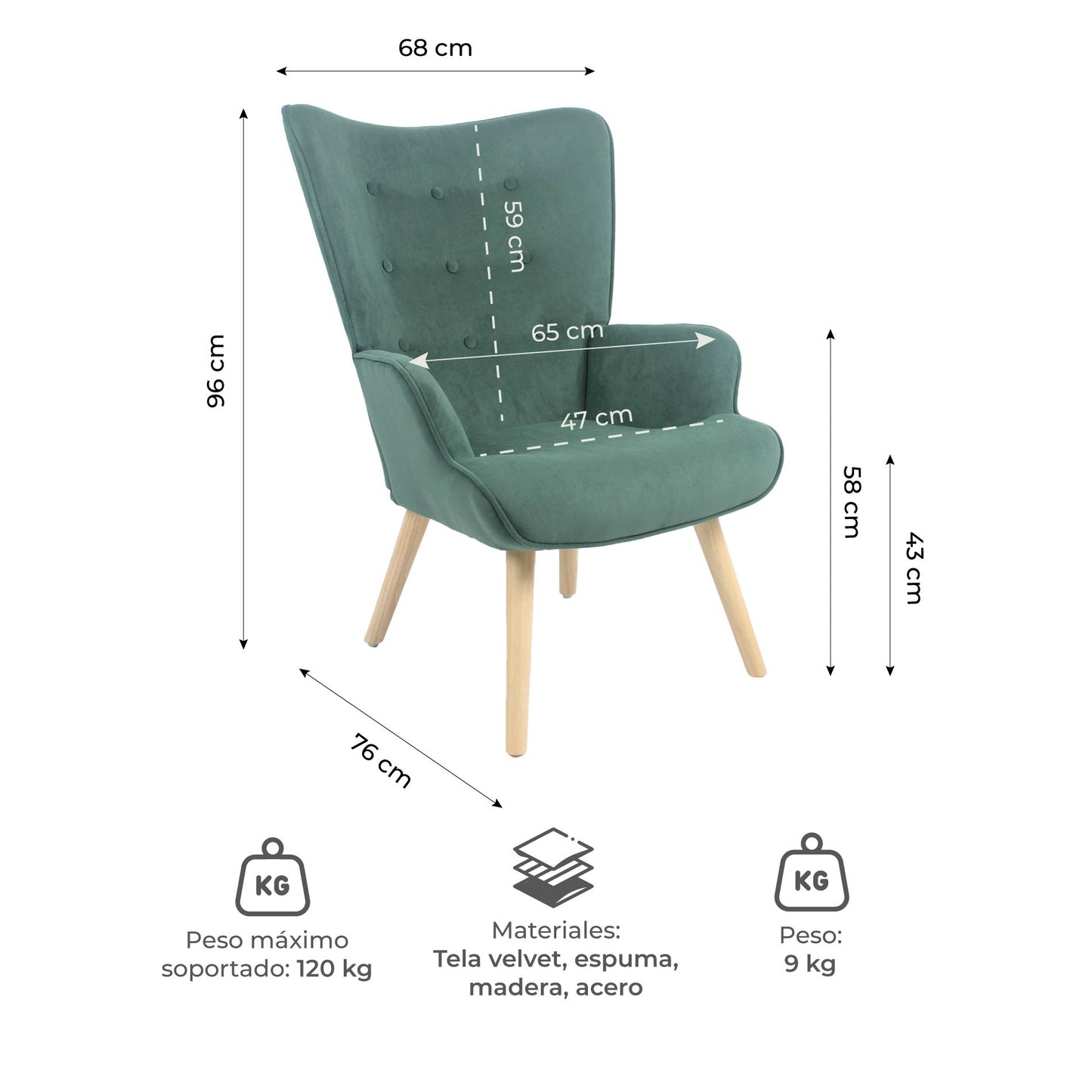 Sillón Individual Tarina Verde