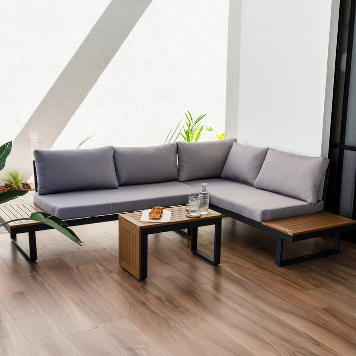 Set Exterior de Sillón en L + Mesa Saigon