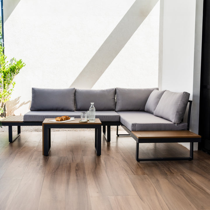 Set Exterior de Sillón en L + Mesa Saigon