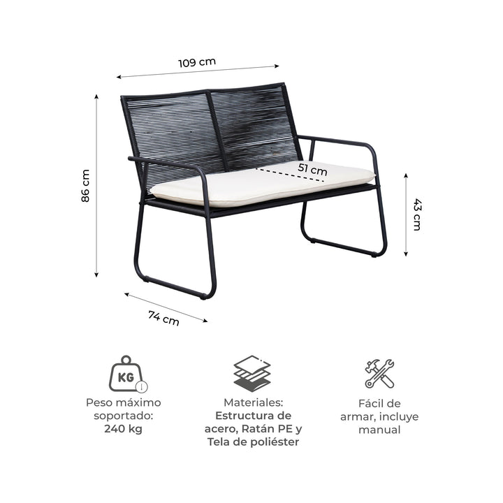Set Exterior de Sillón Sillas y Mesa Ruko