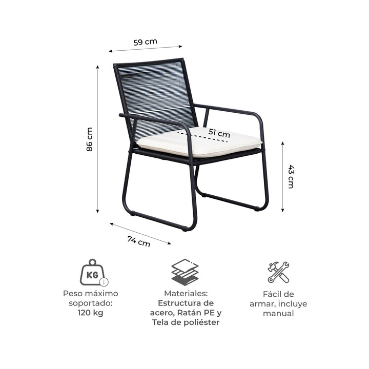 Set Exterior de Sillón Sillas y Mesa Ruko