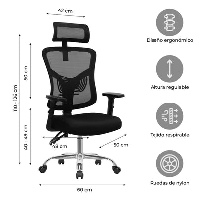 Silla de Escritorio Ergonómica Ankara Silver